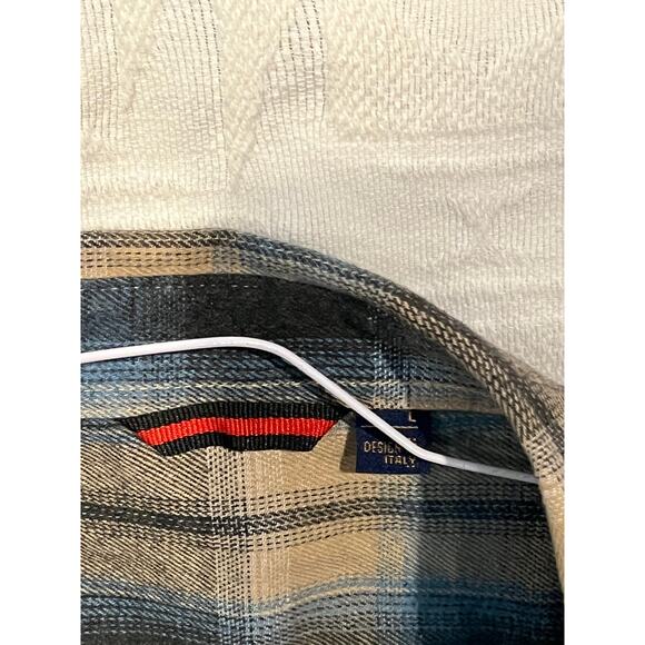 Design In Italy Checkered Button Up Flannel Mens L - Picture 3 of 3